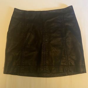 Free people black leather mini skirt
